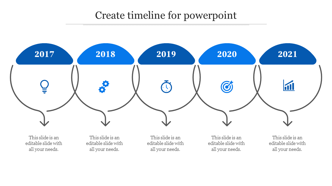 Free - Create Timeline For PowerPoint With Five Node